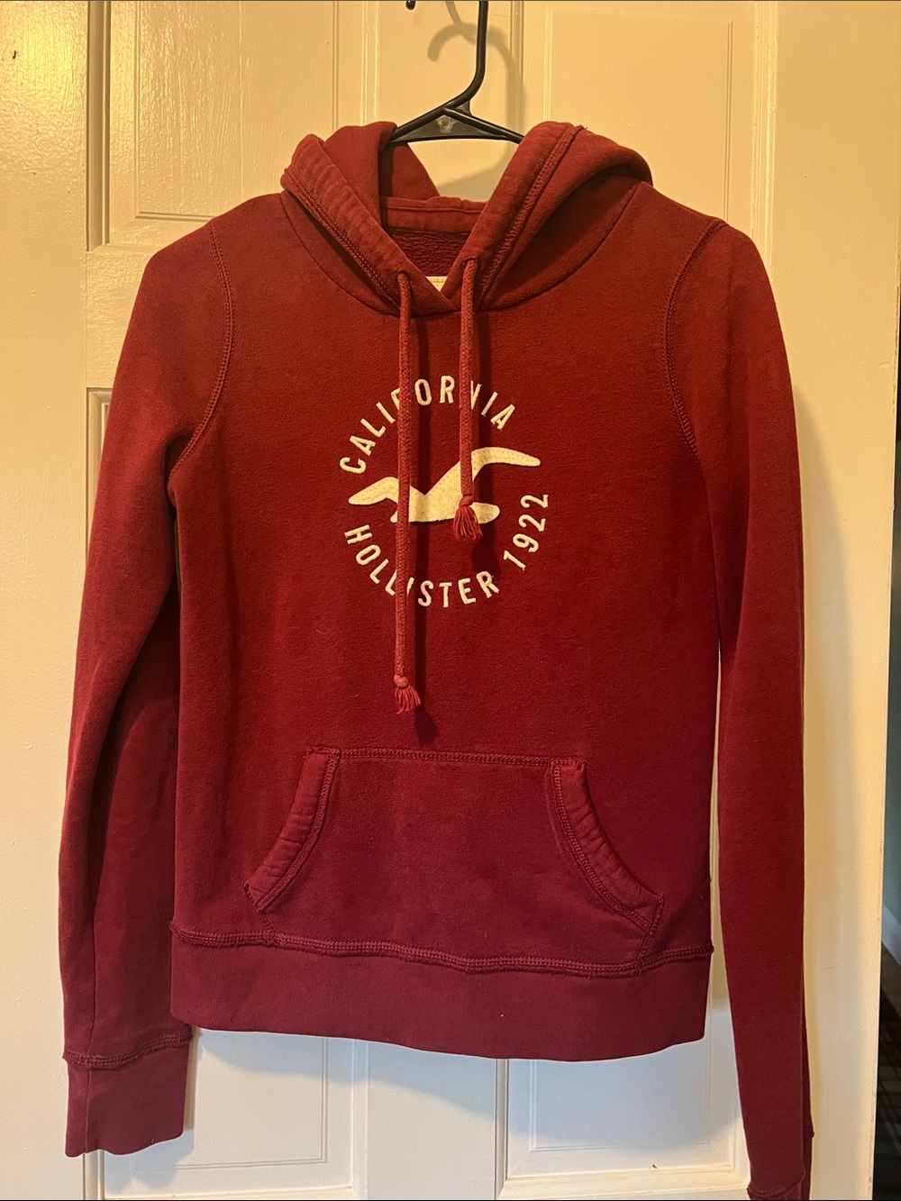 Hollister Women's Deep Red Logo Hoodie